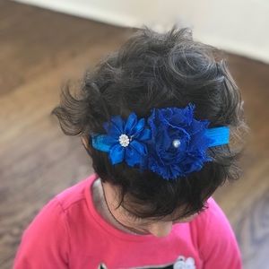 Infant girl pearl flower elastic headband